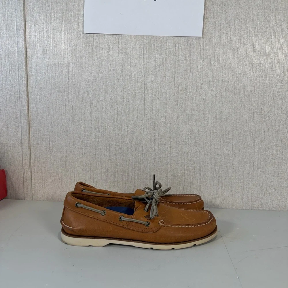 Sperry Top Sider STS12002 Brown Leather Boat Shoes Lace Up‎ Men's Size 9.5M